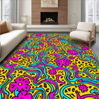 Vibrant Floral Leopard Swirl Pattern Rug
