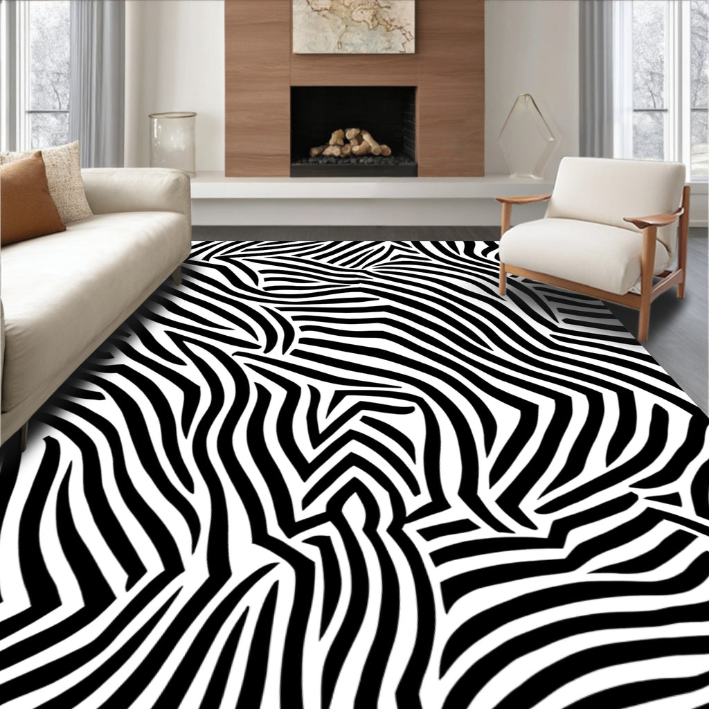 Abstract Zebra Print Pattern Rug