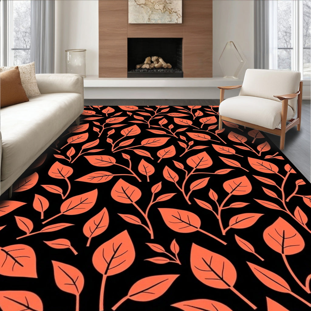 Coral Leaf Patterned Woodland Rug