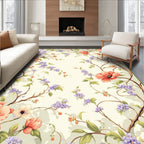 Spring Coral Flower Vine Pattern Rug