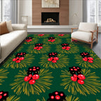 Red Berries Pine Needle Arrangement Rug