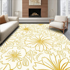 Golden Outline Floral Pattern Rug