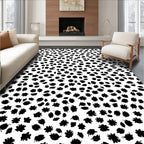 Abstract Black Small Floral Pattern Rug