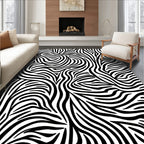 Bold Black White Zebra Stripe Pattern Rug