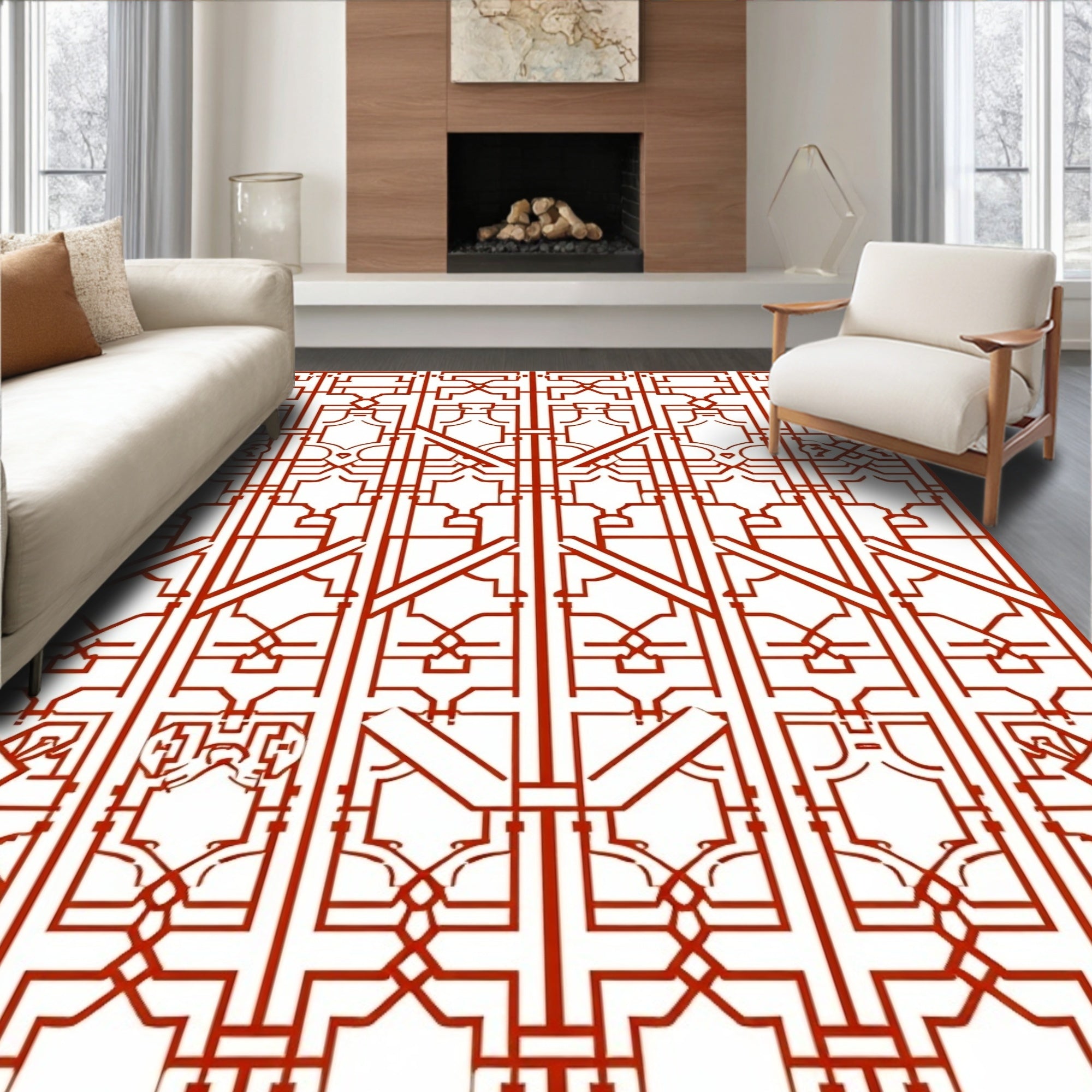 Geometric Lattice Pattern Rug
