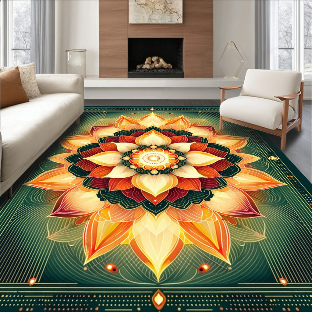 Radiant Mandala Floral Pattern Rug