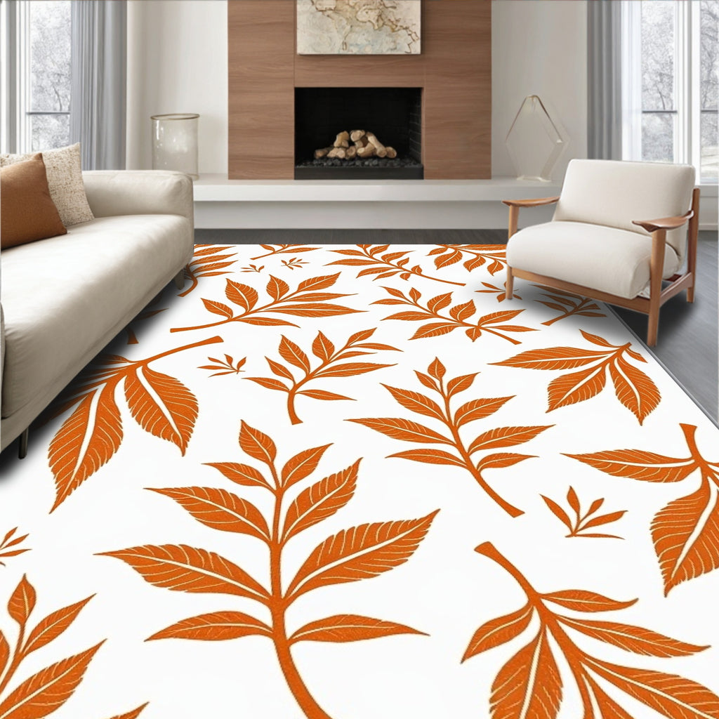 Orange Leaf Sprig Medley Rug