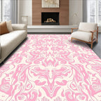 Ethereal Pink Swirl Damask Pattern Rug