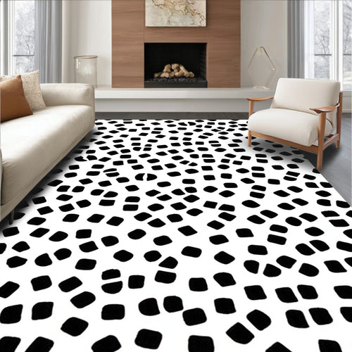 Abstract Black Dot Pattern Design Rug