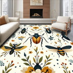Whimsical Insect Floral Pattern Rug
