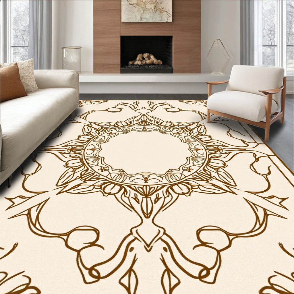 Ornate Floral Art Nouveau Pattern Rug