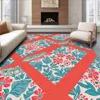 Coral Lattice Floral Bean Pattern Rug