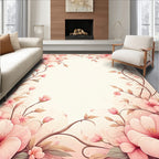 Elegant Pink Floral Vine Pattern Rug