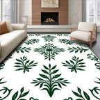 Dark Green Floral Symmetry Rug