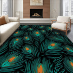 Emerald Feather Pattern Design Rug