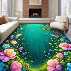 Enchanted Butterfly Floral Abloom Rug