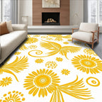 Yellow Sunny Floral Bird Pattern Rug