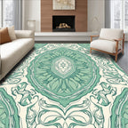 Vintage Green Floral Symmetry Rug