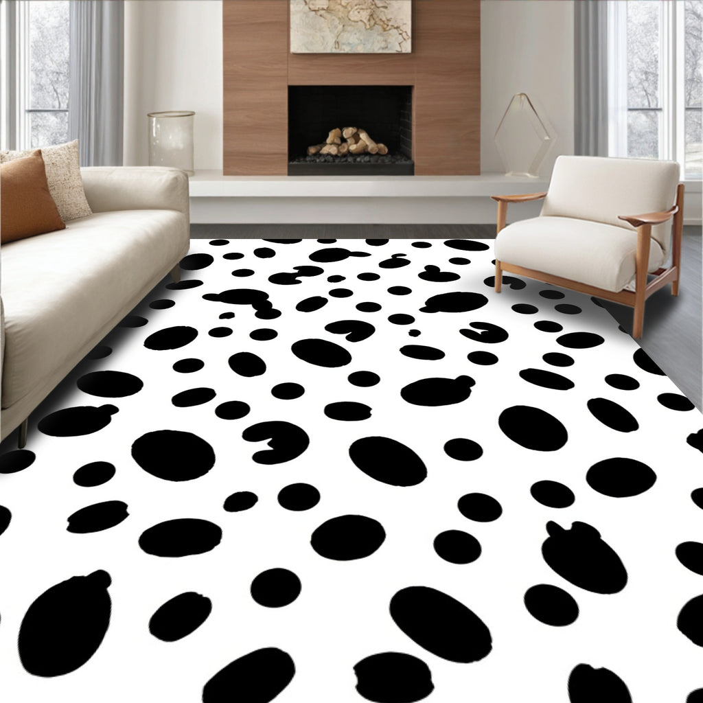 Bold Black White Spot Pattern Rug