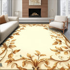 Ornate Gold Leaf Vine Pattern Rug