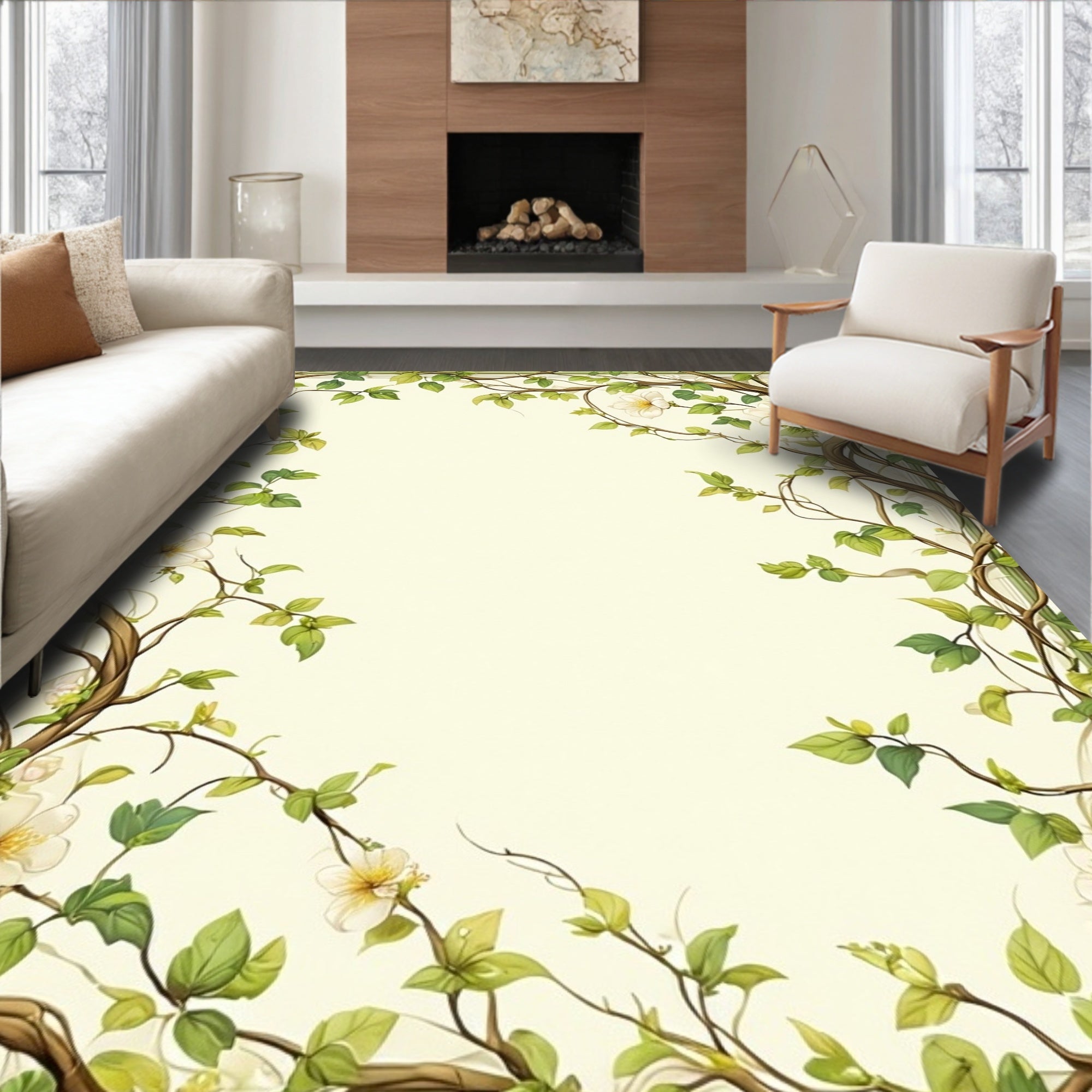 Vines And Blossoms Nature Motif Rug