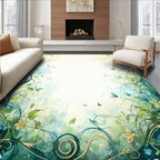 Whimsical Floral Vines Butterflies Rug