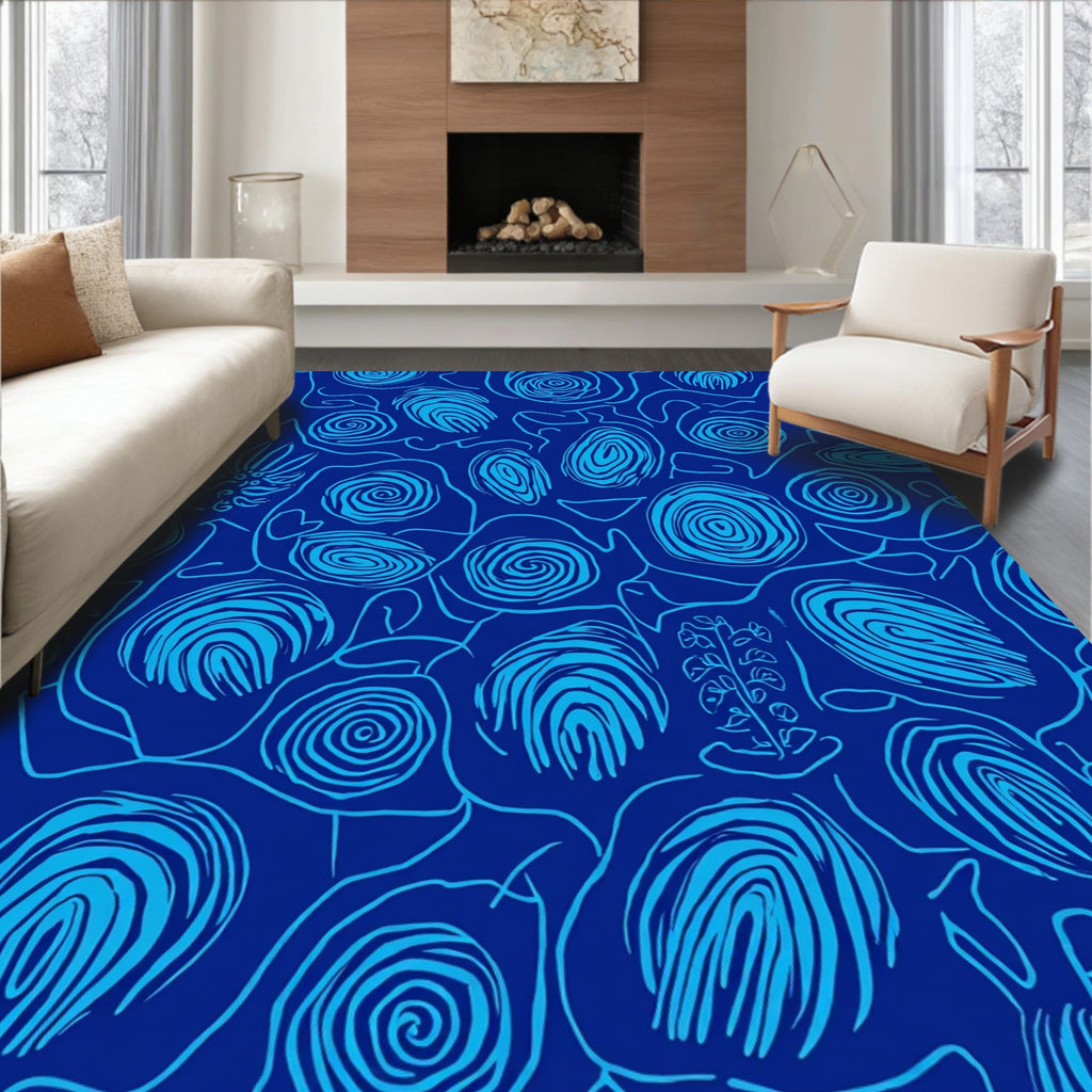 Blue Swirl Abstract Art Rug
