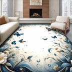 Enchanted Butterfly Floral Vine Pattern Rug