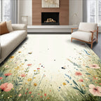 Watercolor Meadow with Butterflies and Bees Rug