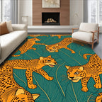 Vibrant Jungle Leopard Print Design Rug
