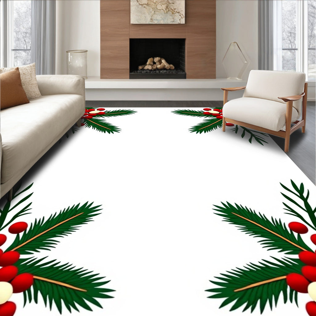 Christmas Holly Berry Festive Border Rug