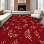Golden Feather and Flower Scatter Rug