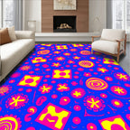 Vibrant Yellow And Pink Abstract Patterns Rug