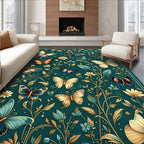 Emerald Garden Butterfly Pattern Rug