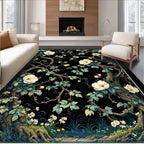 White Magnolia Vine Pattern Rug