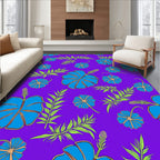 Bold Blue Floral Tropical Pattern Rug