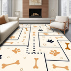 Cream Paw And Bone Maze Rug