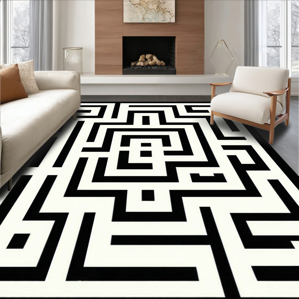 Bold Maze Pattern Design Rug