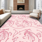 Delicate Floral Line Art Pattern Rug