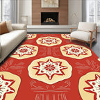 Red Starburst Floral Pattern Design Rug