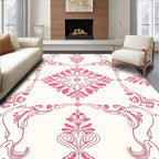 Classic Pink Floral Damask Rug