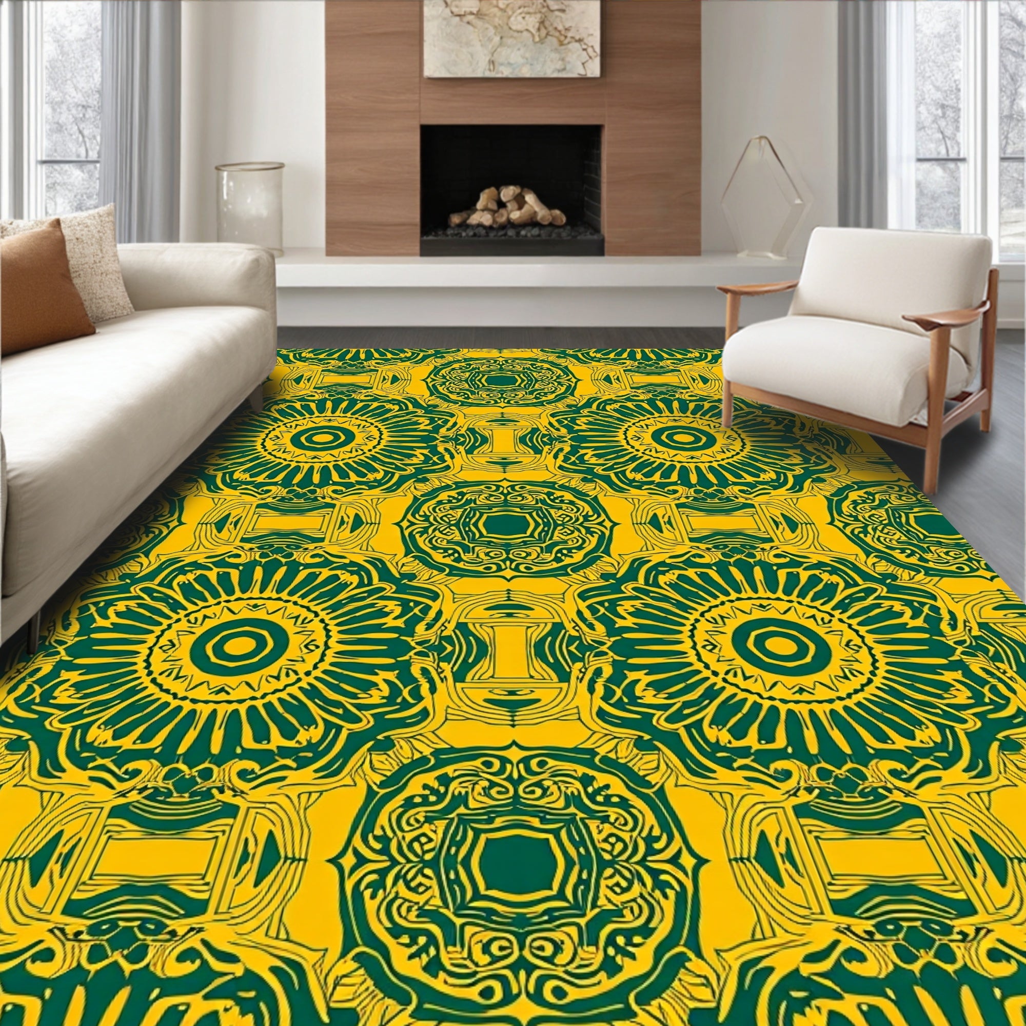 Intricate Floral Mandala Pattern Rug