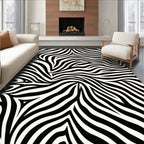 Bold Black And White Stripe Pattern Rug