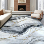 Gold Streaked Marble Pattern Rug