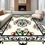 Ornate Black Green Brown Floral Rug