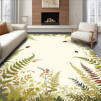 Whimsical Ladybug Fern Border Design Rug