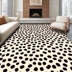 Spotted Patterned Ivory Black Rug