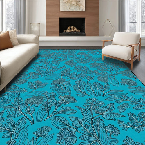 Abstract Botanical Floral Outline Rug