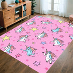 Playful Unicorns and Stars Pattern Rug