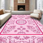 Pink Floral Vine Baroque Pattern Rug